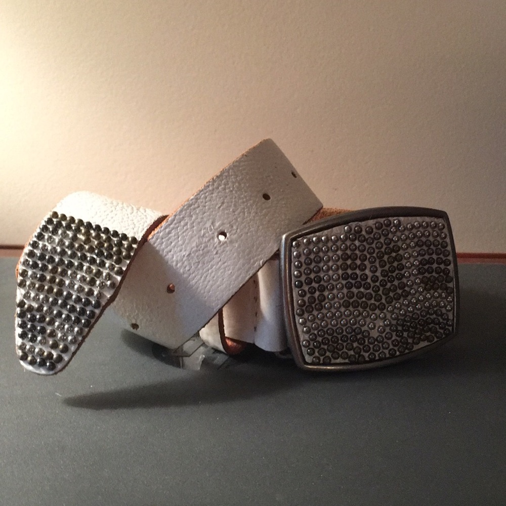 Belt, leather, white size small